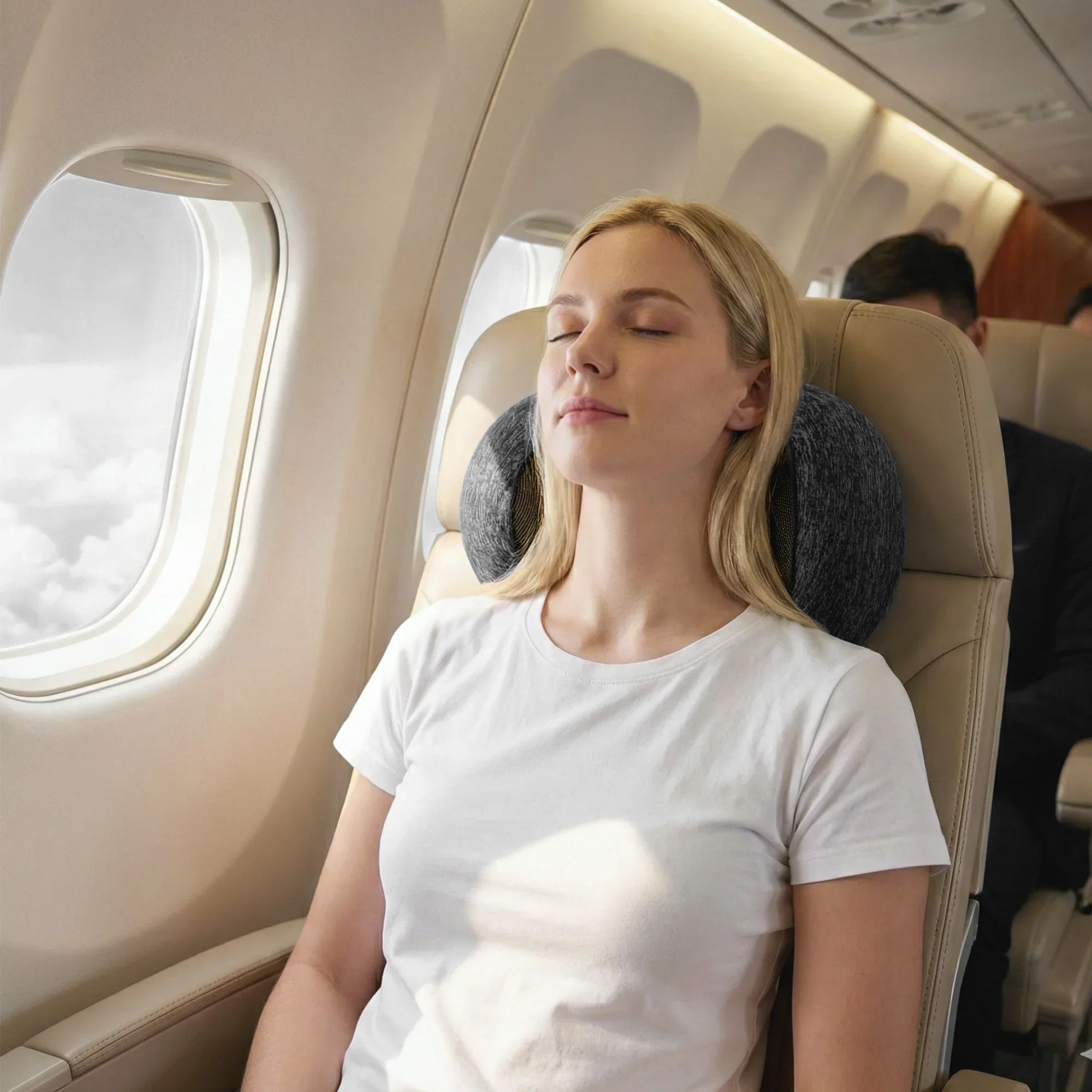 Travel Pillows for Airplanes Ergonomic Memory Foam Neck Pillow, Breathable & Washable Cover, Travel Bag Included, Airplane Pillow for Airplane, Car, Office and Home, Dark Grey - Image 7