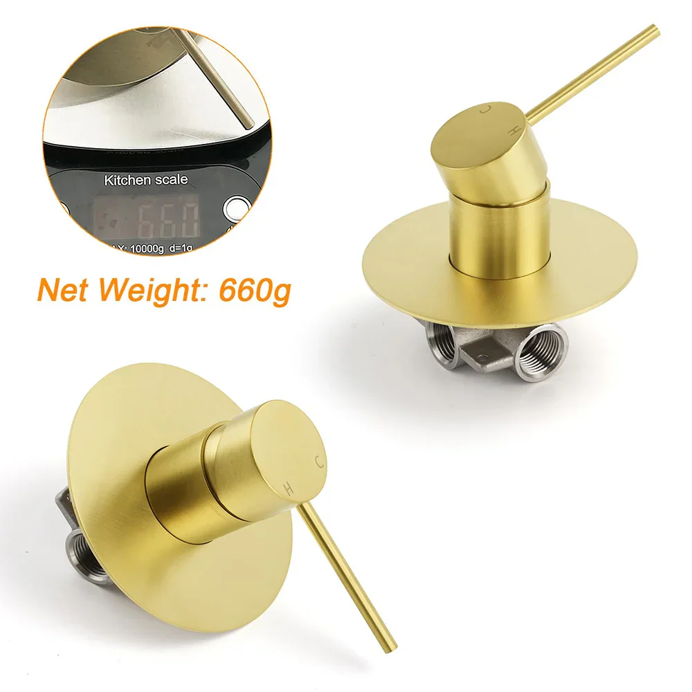 Watermark Brushed Gold Round Bathroom Shower Hot Cold Mixer Ceramic Cartridge OZ - Image 3