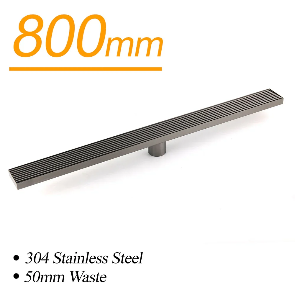 Watermark Gun Metal 800mm Strip Fence Linear Shower Grate Floor Drain 50mm Waste - Image 2