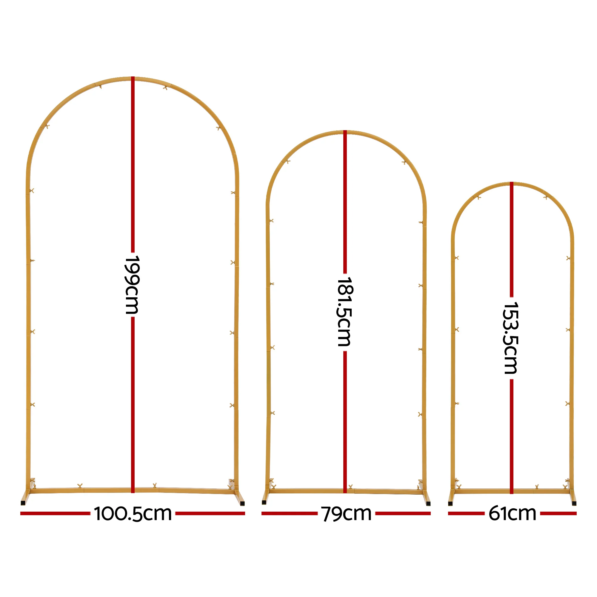Wedding Arch Backdrop Stand Set of 3 Gold Metal Wedding Arched Frame, Easy to Assemble, Stable Balloon Arch Standfor Wedding, Baby Shower, Party Decoration - Image 2