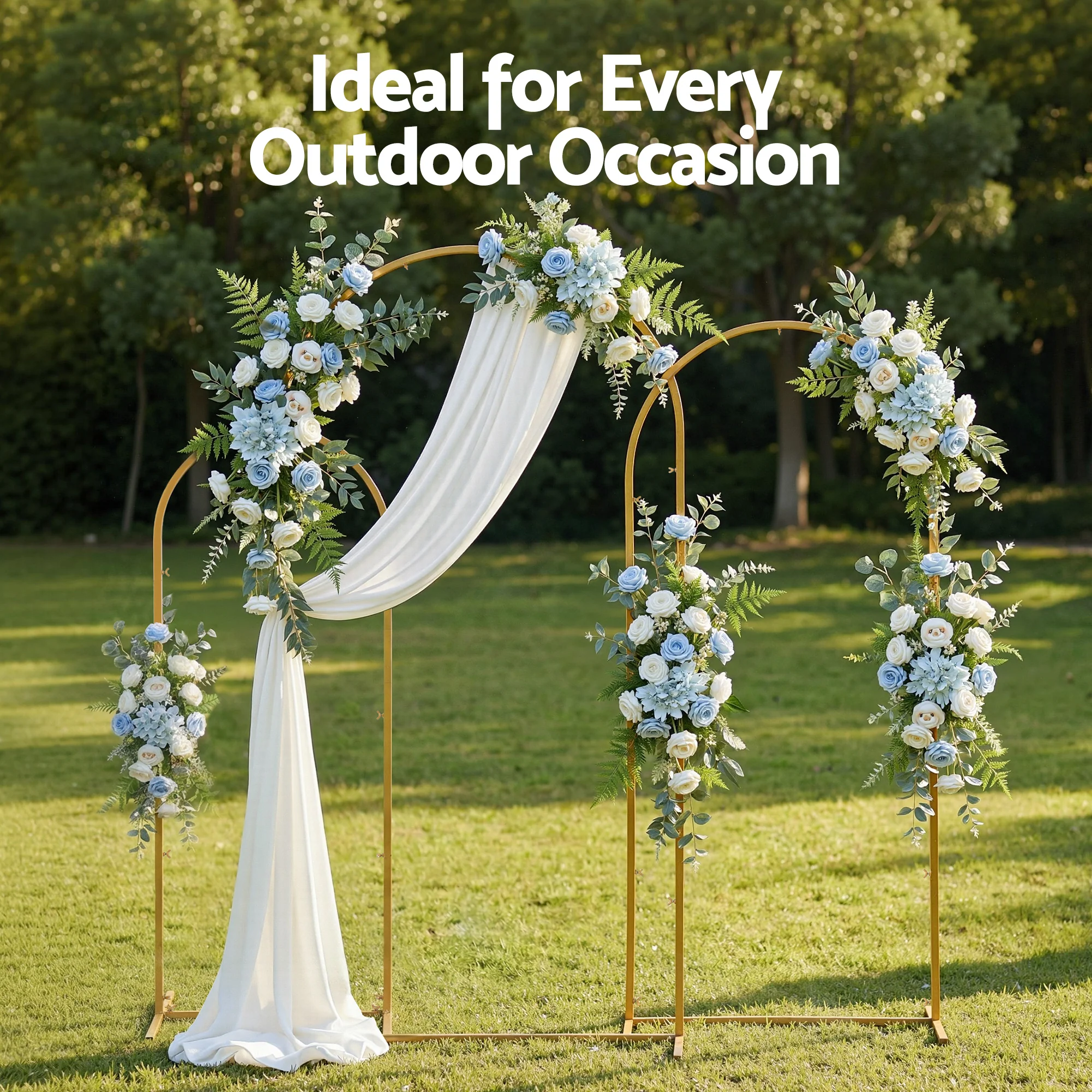Wedding Arch Backdrop Stand Set of 3 Gold Metal Wedding Arched Frame, Easy to Assemble, Stable Balloon Arch Standfor Wedding, Baby Shower, Party Decoration - Image 4