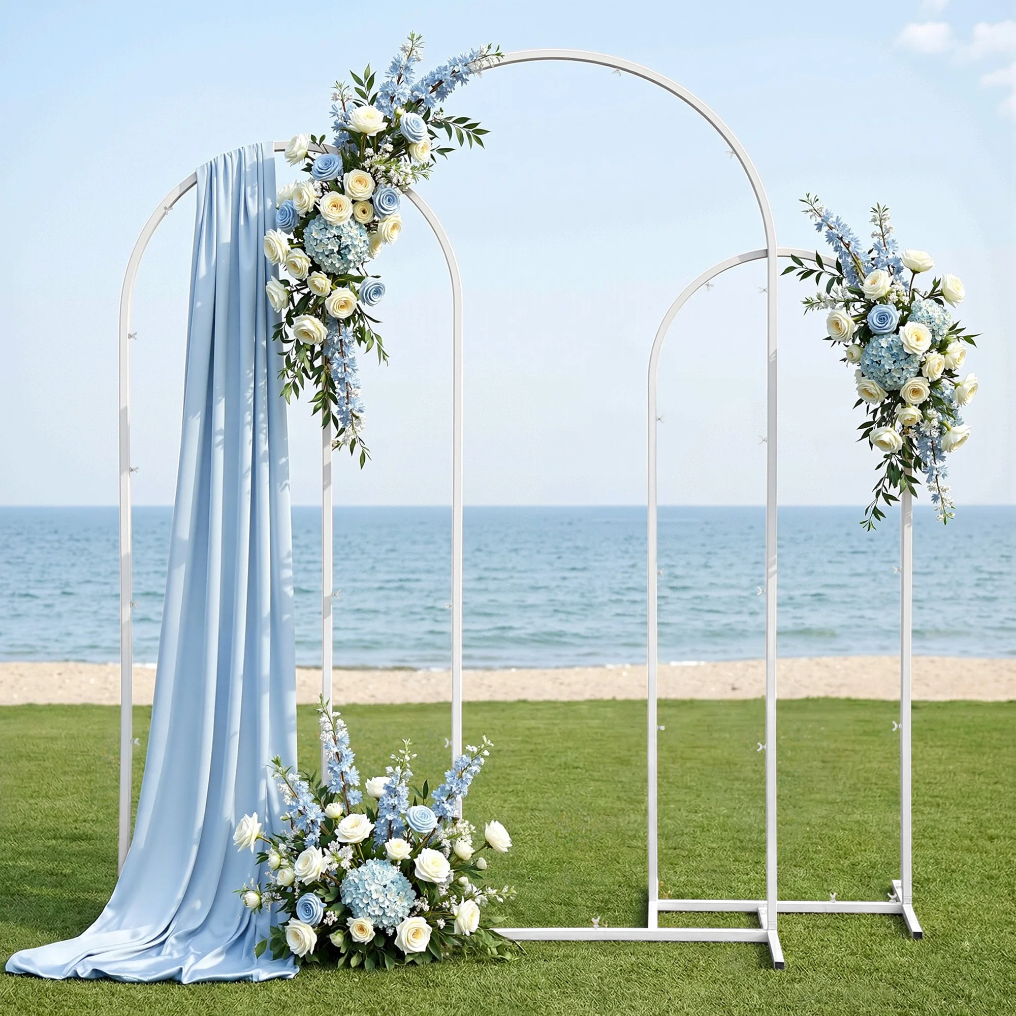 Wedding Arch Backdrop Stand Set of 3 Metal Wedding Arched Frame White, Easy to Assemble, Stable Balloon Arch Standfor Wedding, Baby Shower, Party Decoration - Image 8