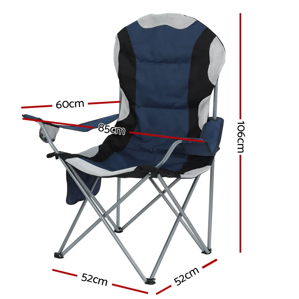 Camping Folding Chair Portable Outdoor Hiking Fishing Picnic Navy 2pcs - Image 6
