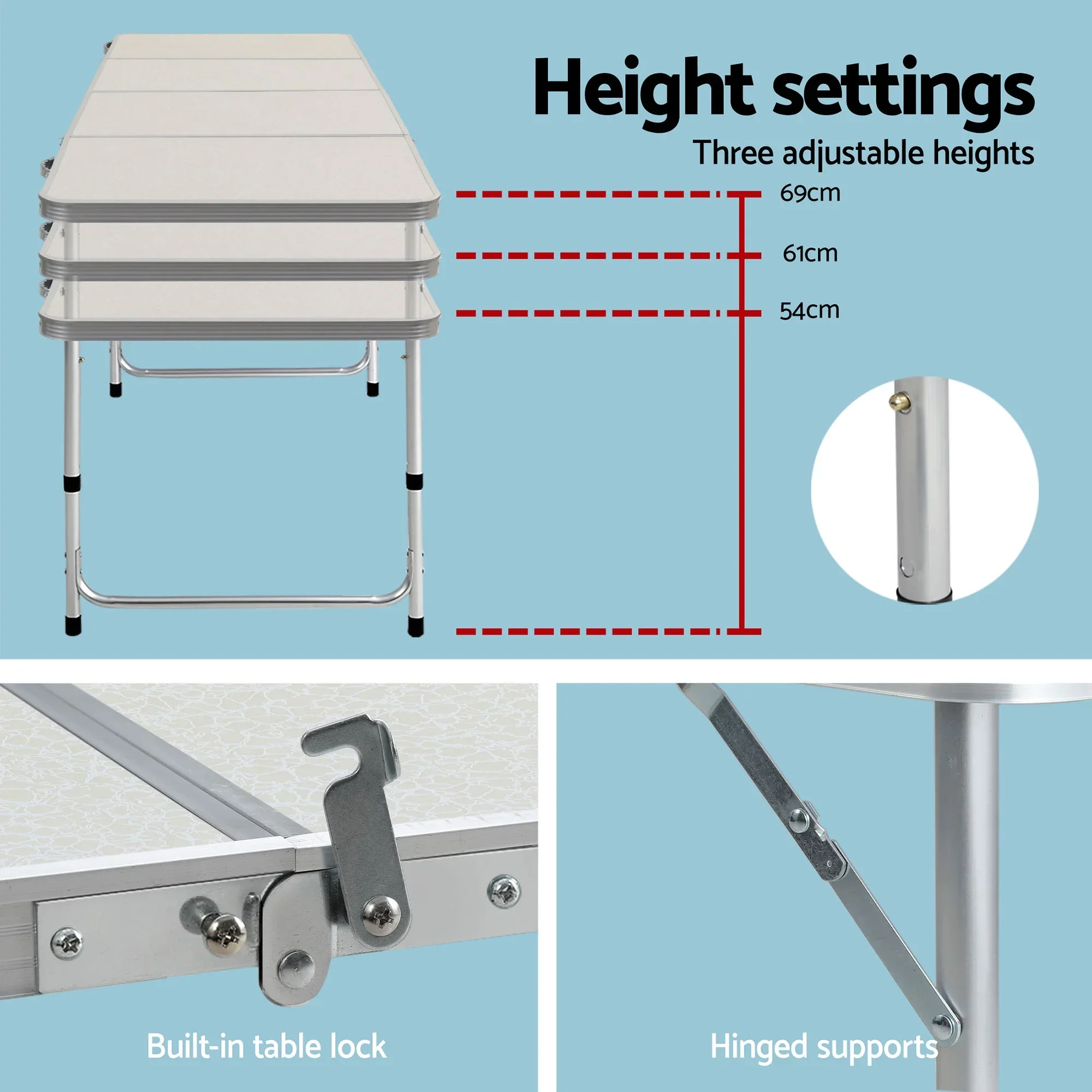 7pc Camping Table Chair Set Outdoor Folding Aluminium Portable Picnic - Image 9