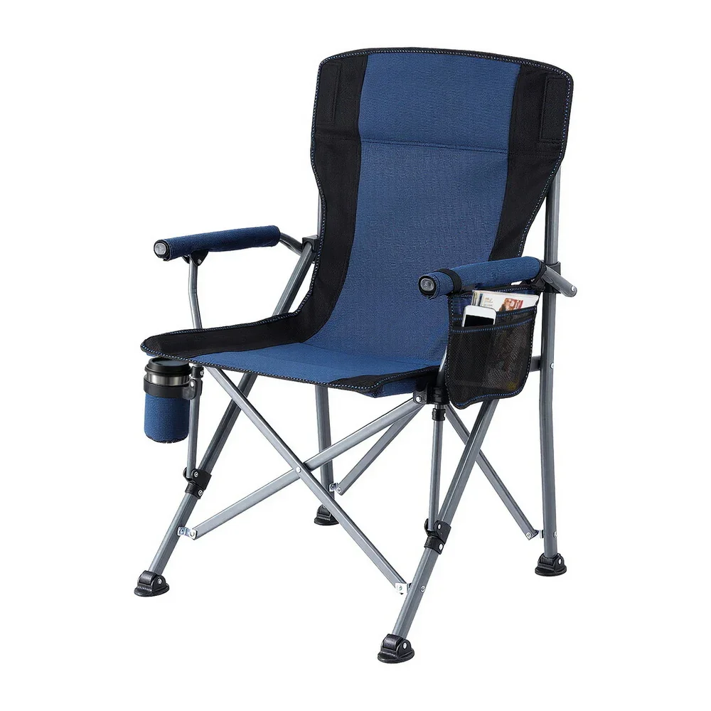 Camping Chair Folding Outdoor Portable Seat Lightweight Beach Picnic Fishing Capacity 120KG Navy Blue - Image 8