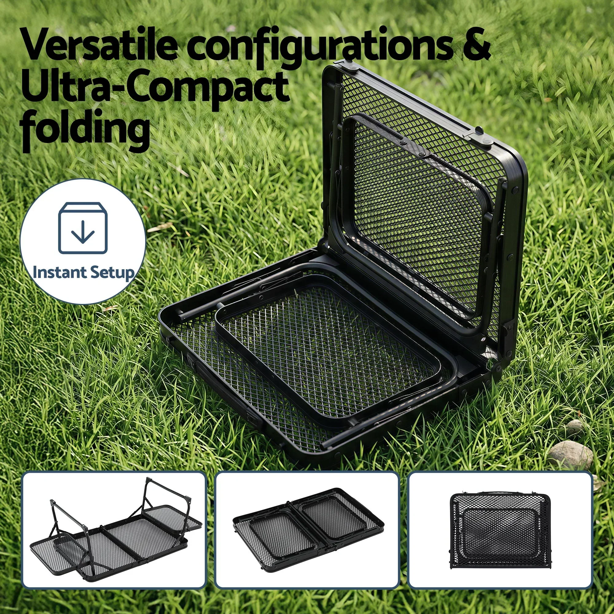 Camping Table Mesh Desktop Lightweight Portable Outdoor Folding Grill Desk - Image 5