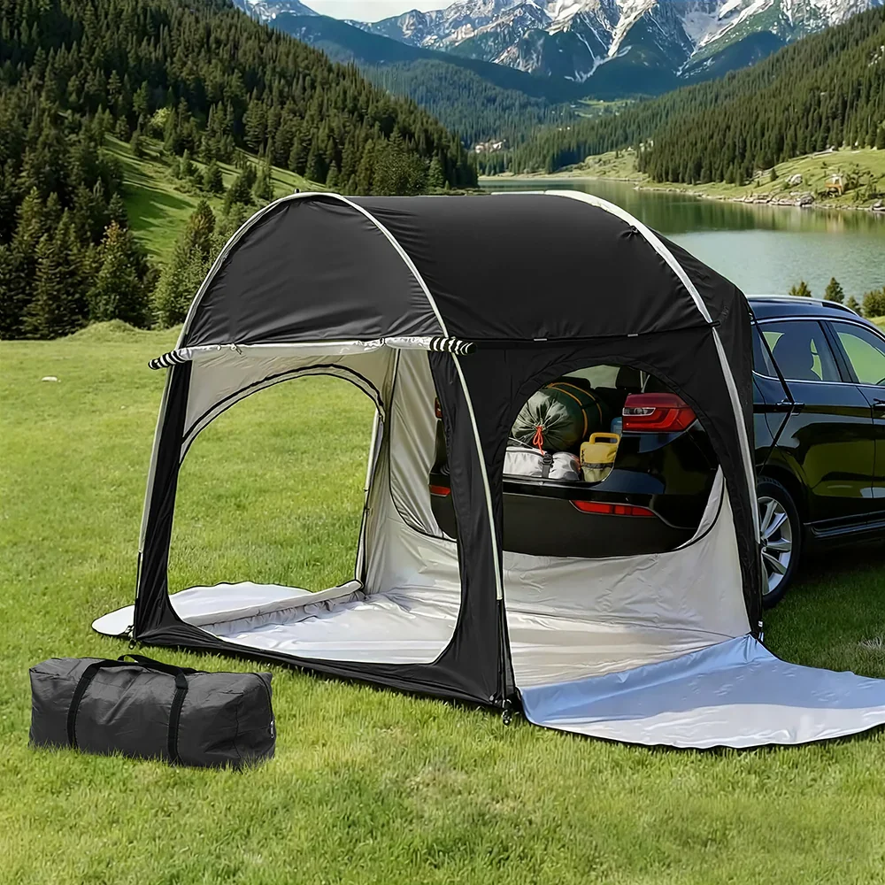 Camping Tent Car SUV Rear Hatchback Tents Canopy Portable Outdoor Family Black