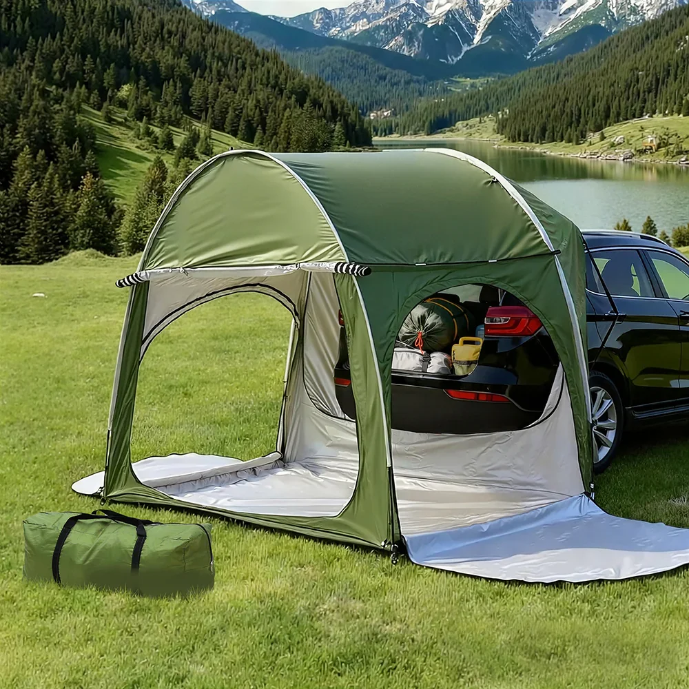 Camping Tent Car SUV Rear Hatchback Tents Canopy Portable Outdoor Family green