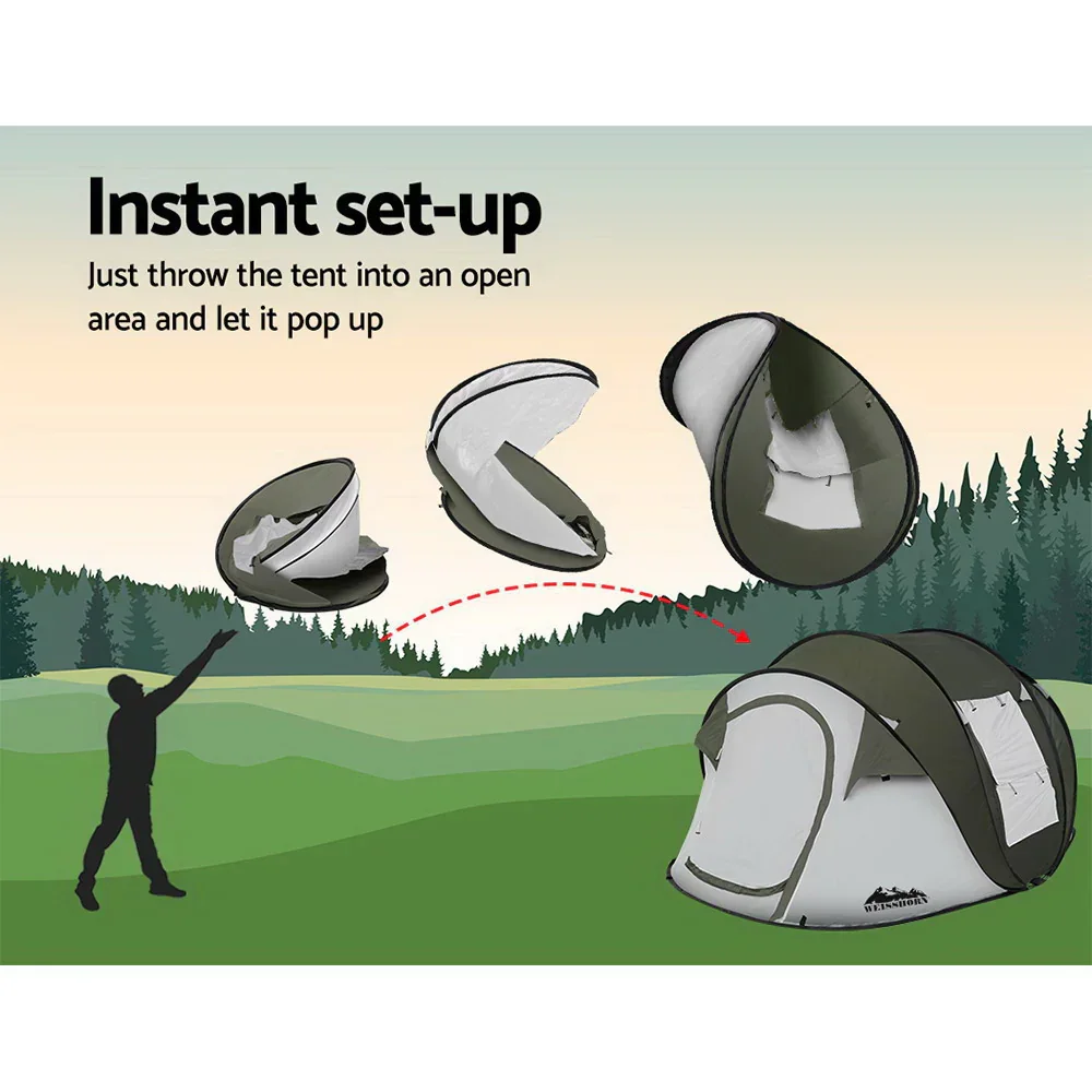 Instant Up Camping Tent 4-5 Person Pop up Tents Family Hiking Beach Dome - Image 2