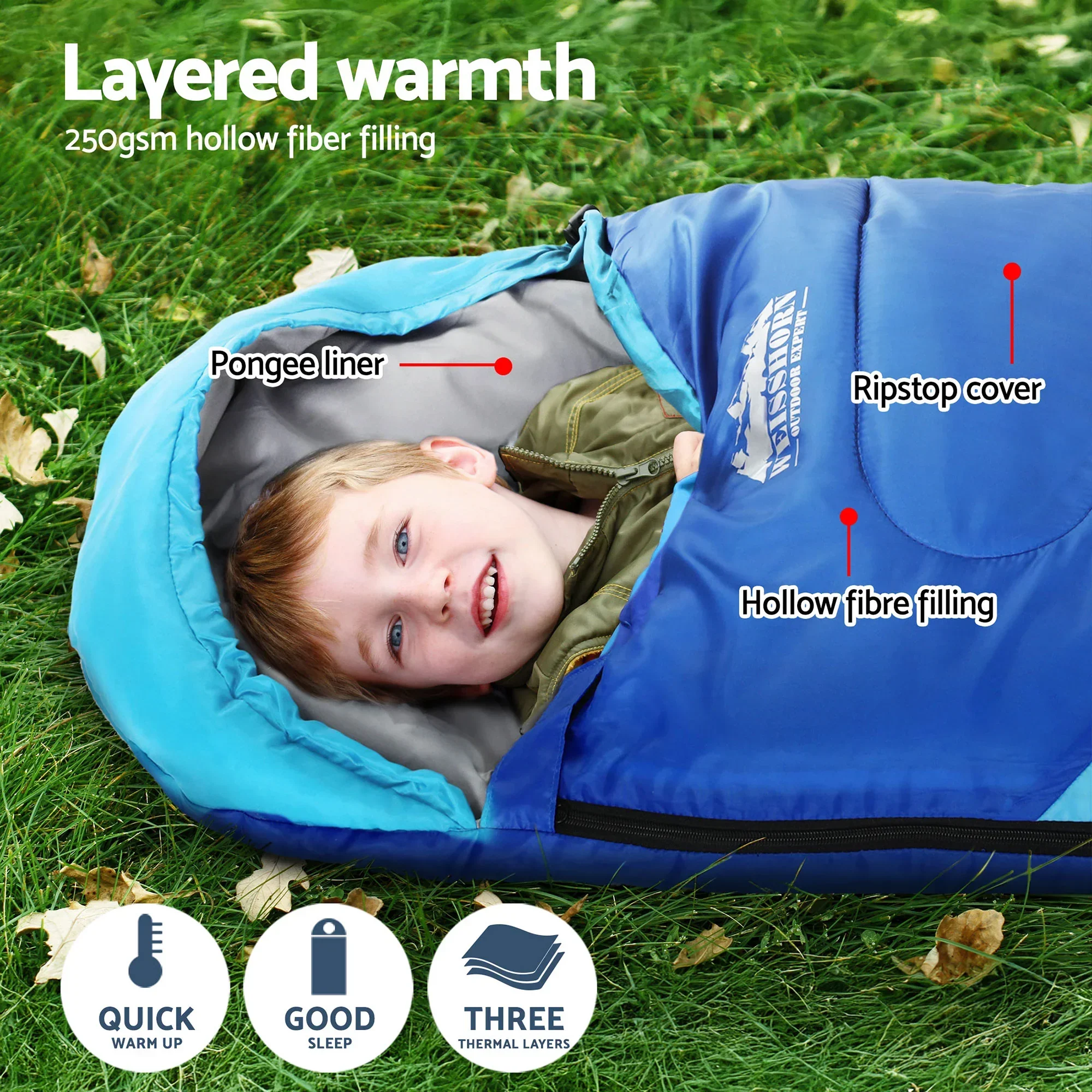 Sleeping Bag Set of 2 Kids Single 172cm Thermal Camping Hiking - Image 5