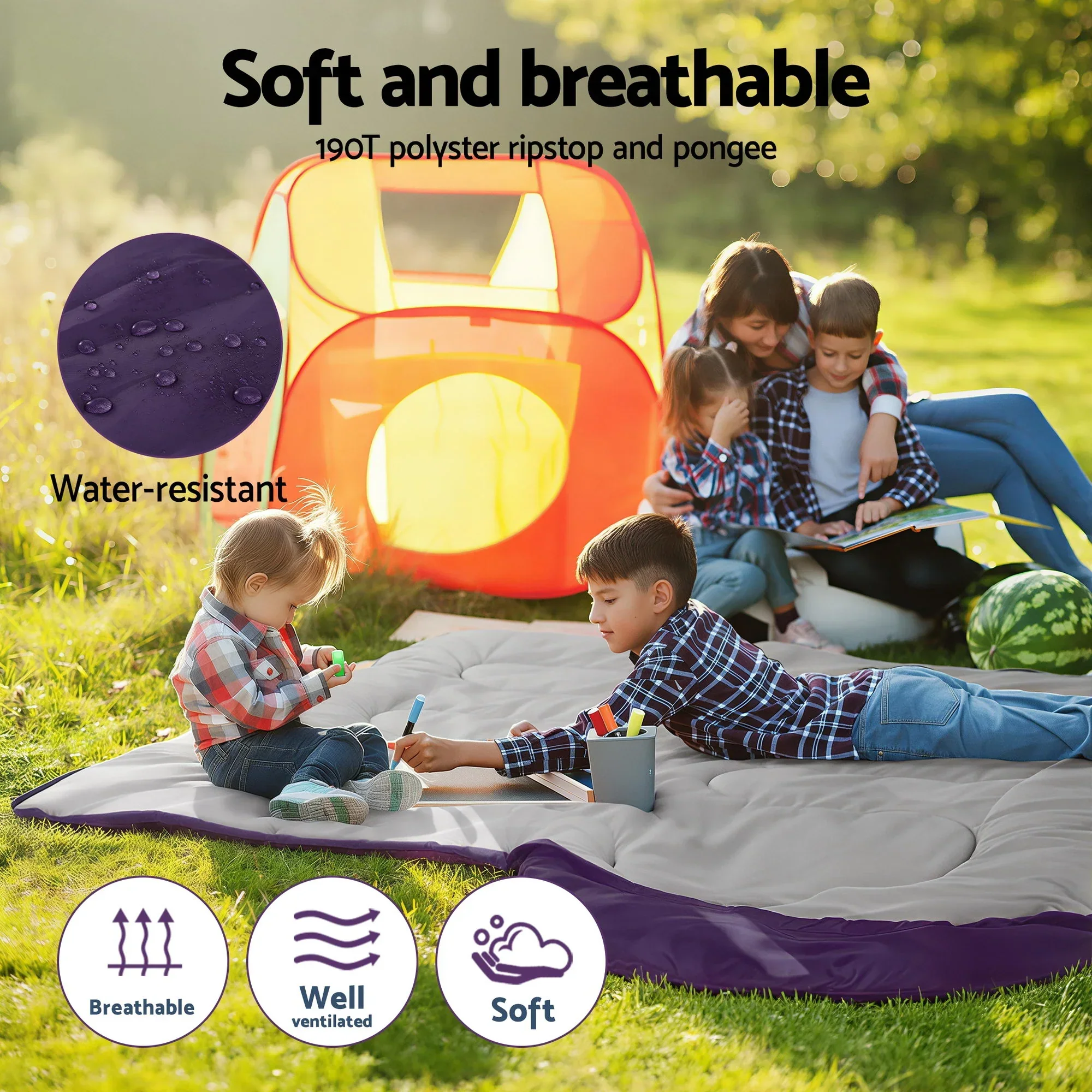 Sleeping Bag Single 213cm Thermal Camping Hiking Pink - Image 6