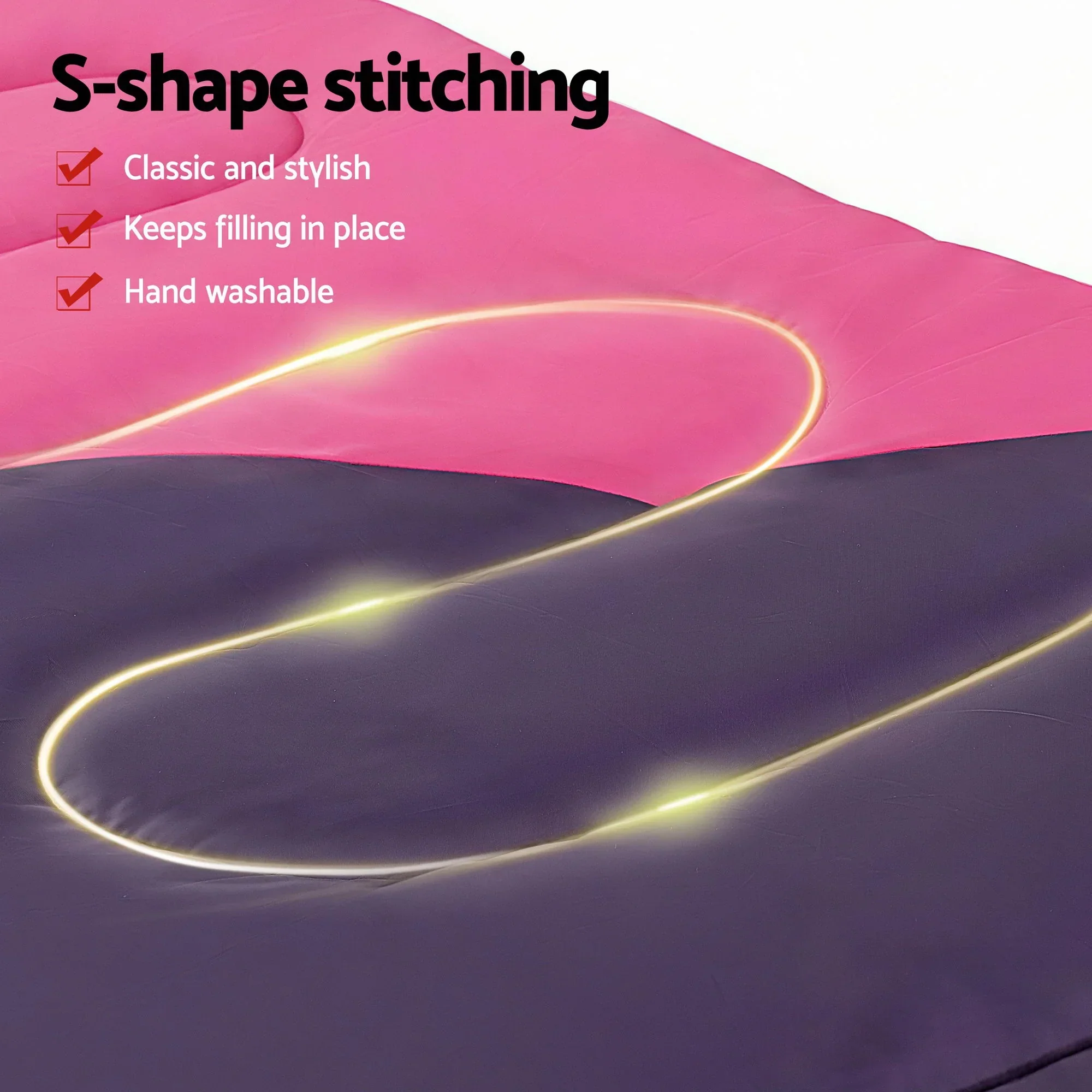 Sleeping Bag Single 213cm Thermal Camping Hiking Pink - Image 8