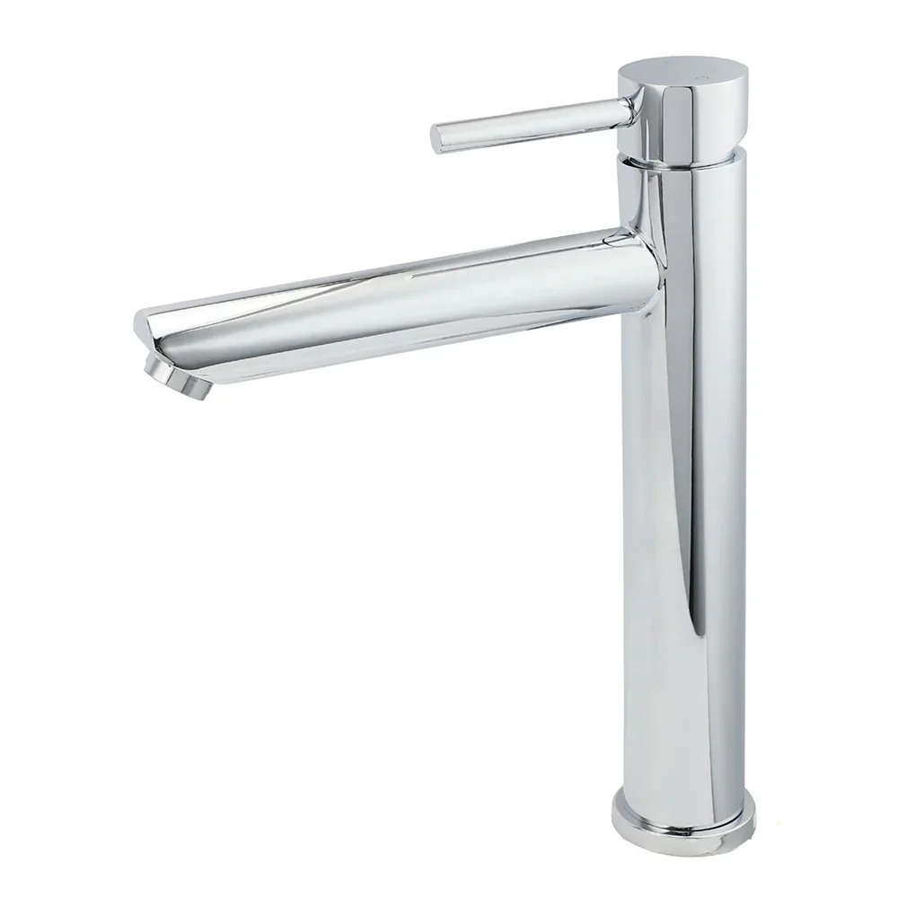 WELS 7.5L/m Round Tall Laundry Basin Mixer Vanity Sink Faucet Tap Polish Chrome