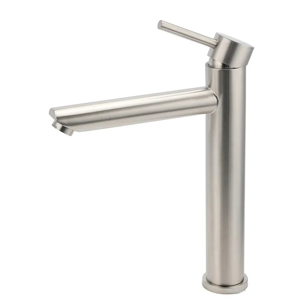 WELS Bathroom Laundry Round Basin Mixer Vanity Sink Faucet Tap Silver Brushed - Image 2