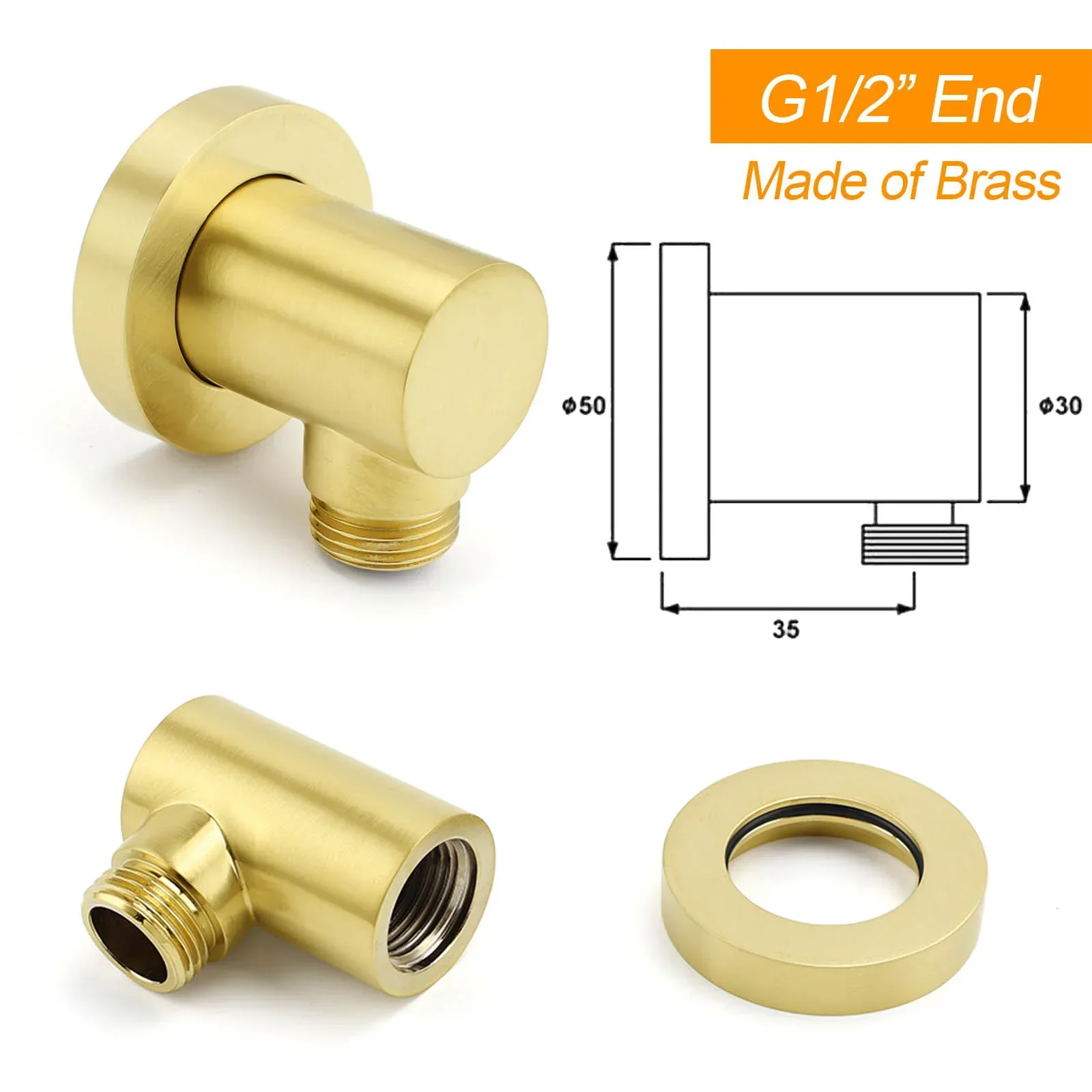 WELS Brushed Gold 2in1 Large Round Shower 12" Rain Head Stainless Steel Handheld Sliding Rail Mixer Set - Image 15