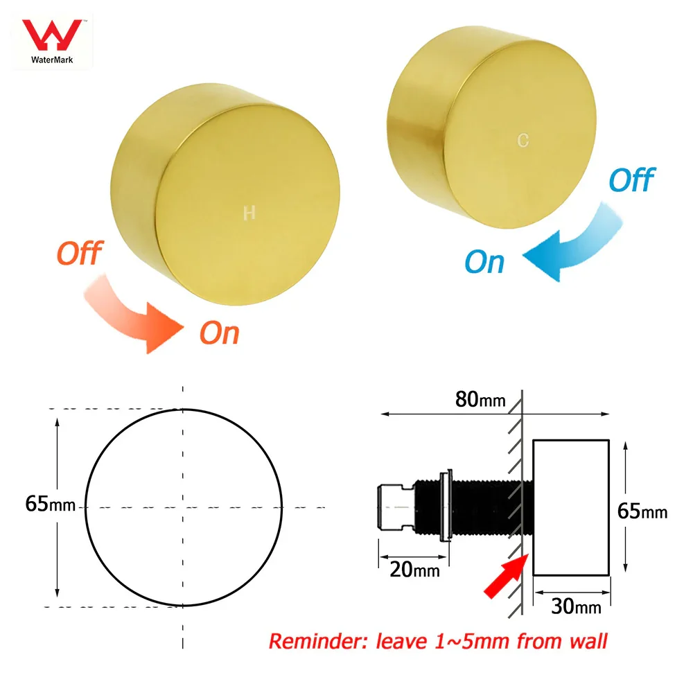WELS Brushed Gold Rain Shower 12" Head 3 Mode Handheld Rose Sliding Rail Round Taps Set - Image 9