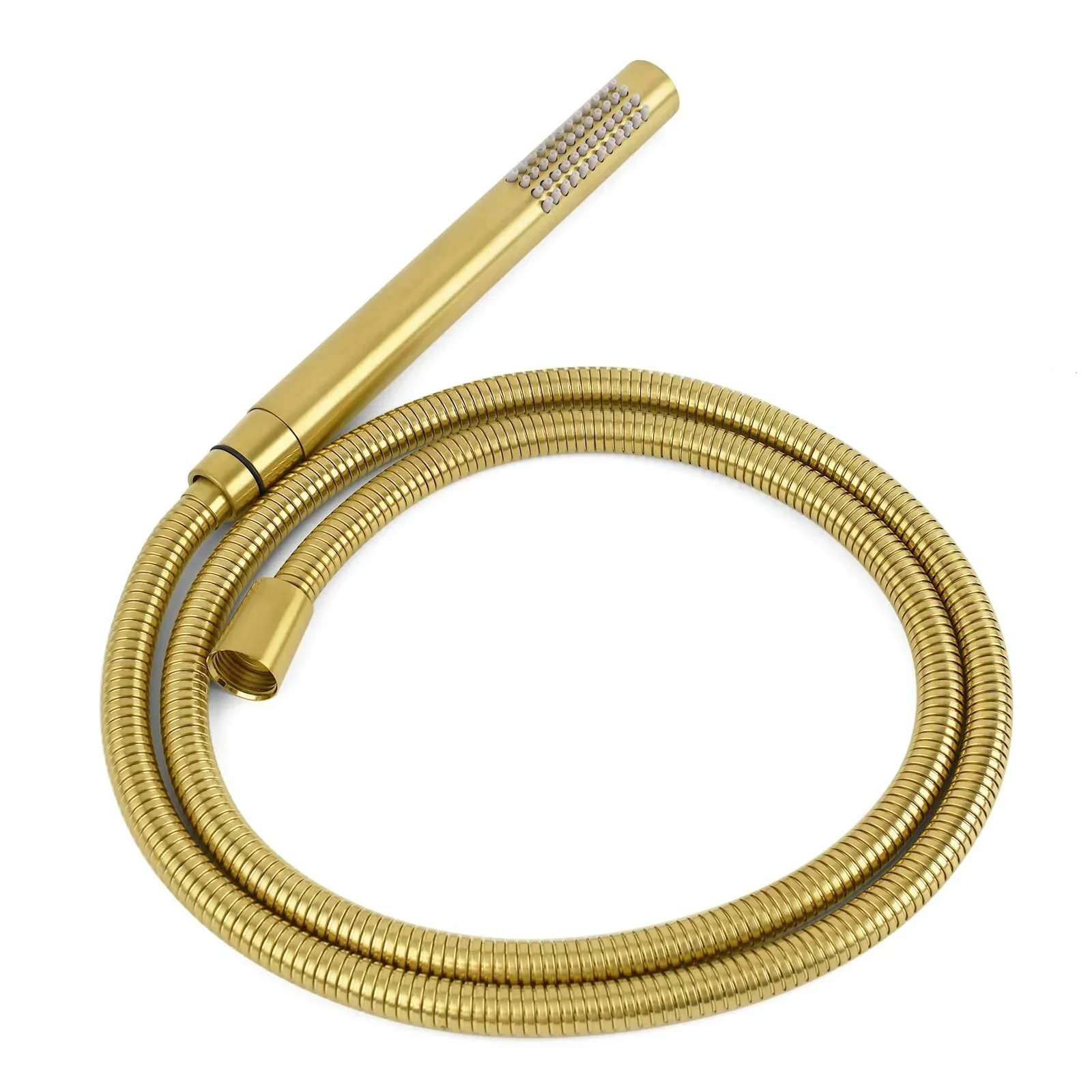 WELS Brushed Gold Round Twin Shower Head Set Diverter Wall Arm Stainless Steel Handheld Rose - Image 7