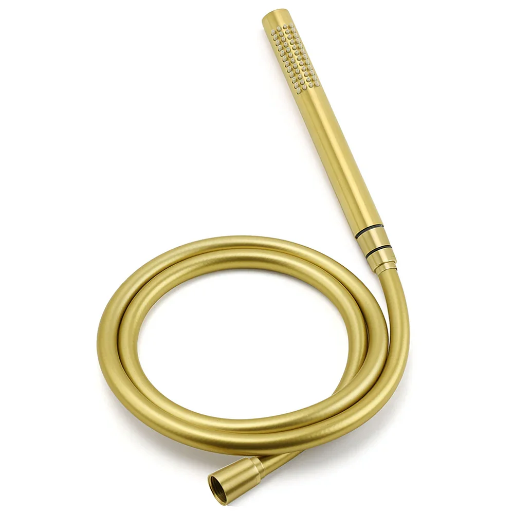 WELS Brushed Gold Shower 8" Round Head Stainless Steel Handheld Rose Sliding Rail Mixer Dual Set - Image 8