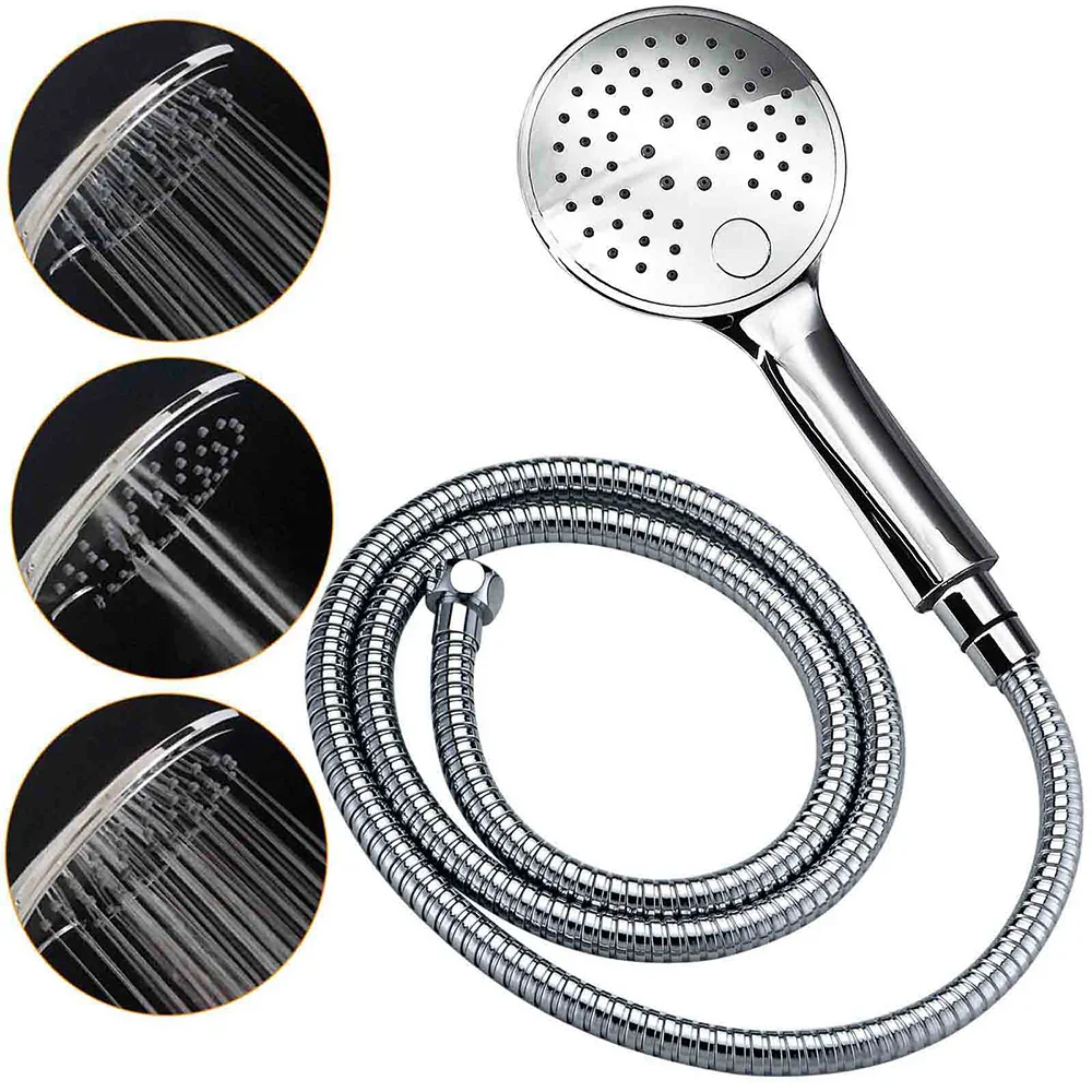 WELS Chrome 9" Plastic Rain Shower Head 3 Modes Handheld Rose Slide Rail Twin Taps - Image 7