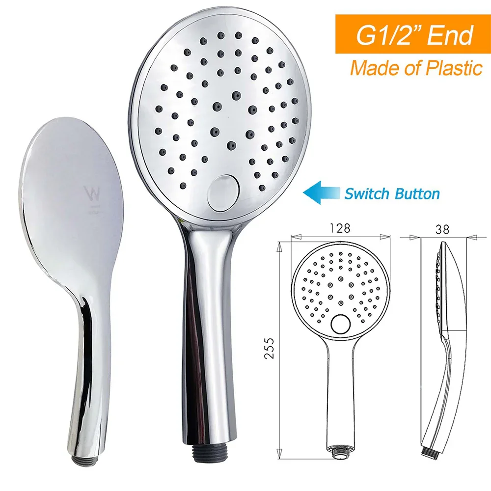 WELS Chrome 9" Rainfall Dual Shower Head & Handheld Sliding Rail Wall Arm Round Set - Image 7
