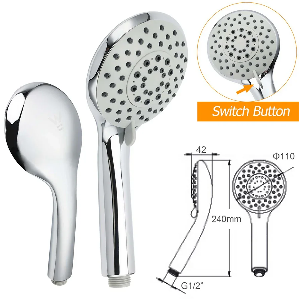 WELS Chrome Dual 10" Slim Rain Shower 5 Modes Handset Mixer Valve Sliding Rail + Single Mixer - Image 8