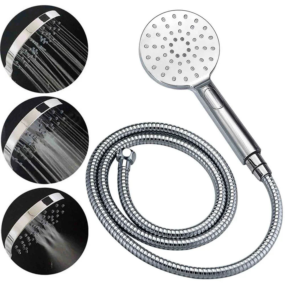 WELS Chrome Round 2in1 8" Stainless Steel Rain Head Handheld Sliding Rail Arm Shower Mixer Set - Image 7