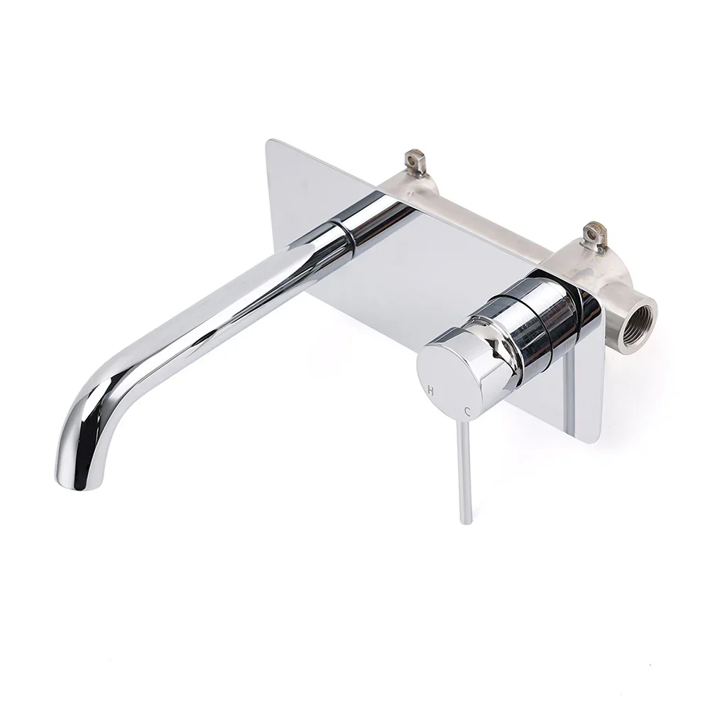 WELS Chrome Round Wall Mounted Basin Vanity Mixer Bath Tub Bubble Faucet Spout - Image 2
