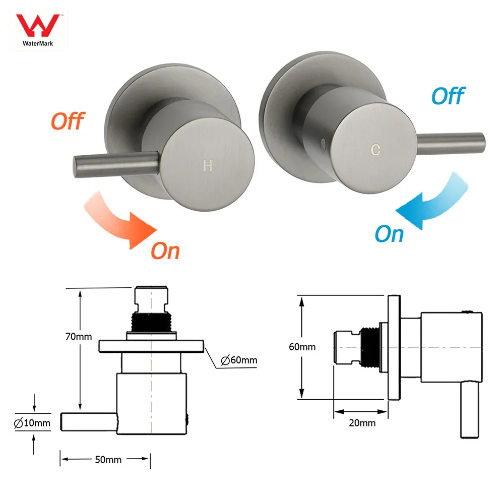 WELS Gun Metal 2in1 Round Shower 10" Rain Head Single Mode Handheld Sliding Rail Twin Taps Set - Image 9
