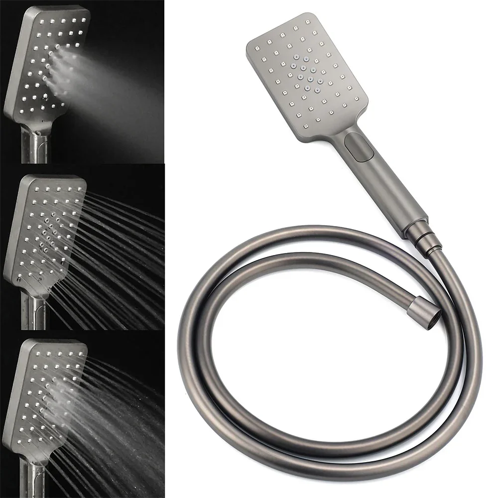 WELS Gun Metal 2in1 Shower Set Square 12" Rain Head 3 Modes Handheld Silde Rail Hot Cold Mixer - Image 8