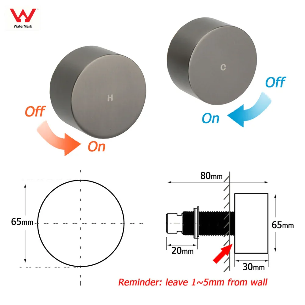 WELS Gun Metal Round 10" Twin Shower Head 3 Modes Handheld Slide Rail Hot Cold Taps Set - Image 8