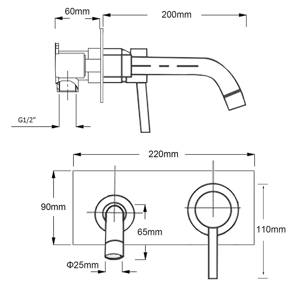 WELS Gun Metal Round Wall Basin Mixer Vanity Sink Tap Hot Cold Faucet Spout - Image 8