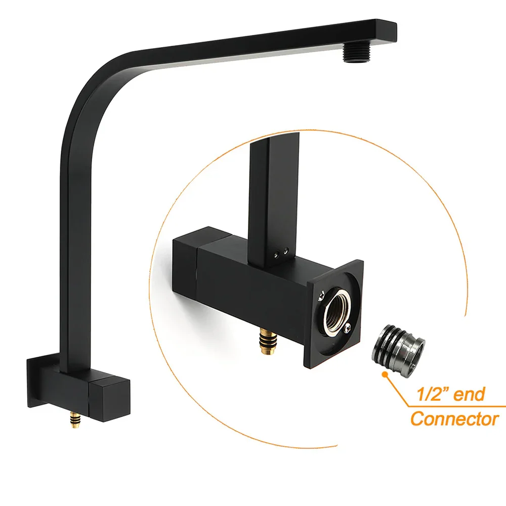 WELS Matt Black 2in1 Shower Set 10" Square Rain Head Handheld Silde Rail Arm Twin Taps - Image 4