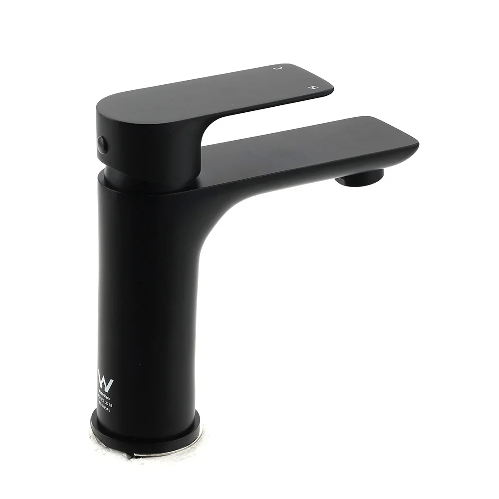 WELS Matt Black Basin Mixer Bathroom Vanity Laundry Sink Flick Faucet Tap Valve - Image 3