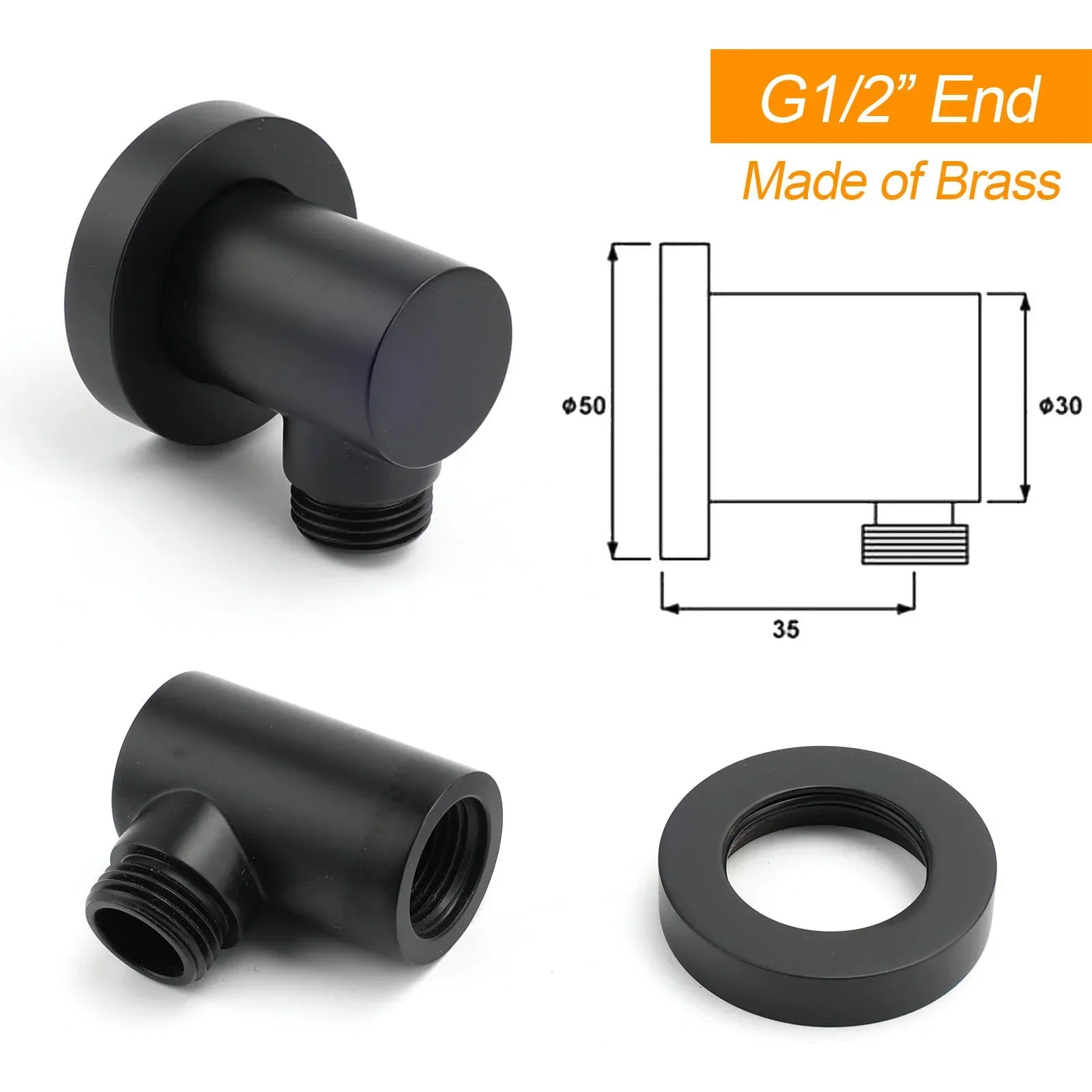 WELS Matte Black 12" 2in1 Round Shower Head Set Handheld Diverter Rail Wall Arm Twin Taps - Image 6