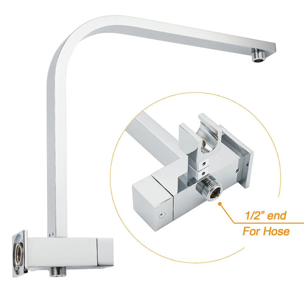 WELS Twin Square 10" Rain Shower Head 3 Mode Handheld Diverter Wall Arm Mixer Set - Image 5
