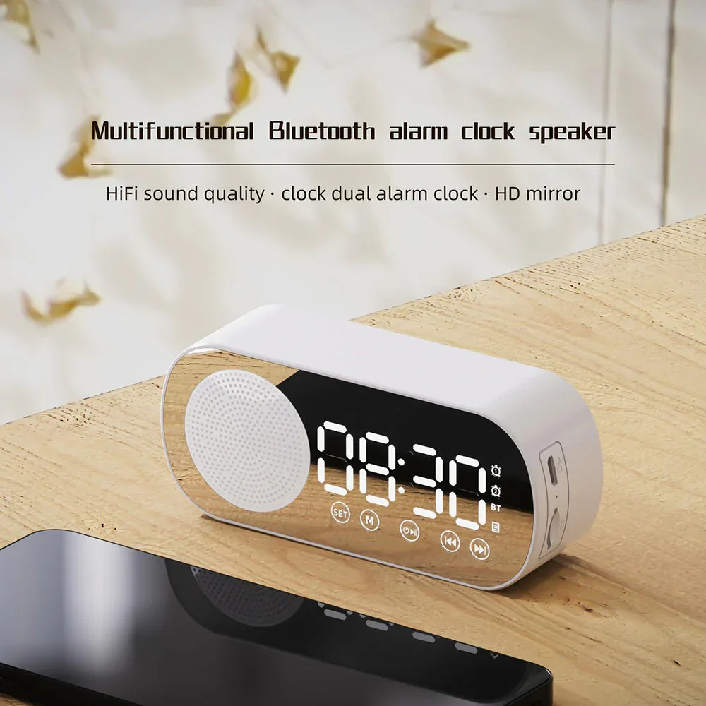 Wireless Bluetooth Speaker Alarm Clock Music Radio Player Timer Hands-Free Calling (Black) - Image 2