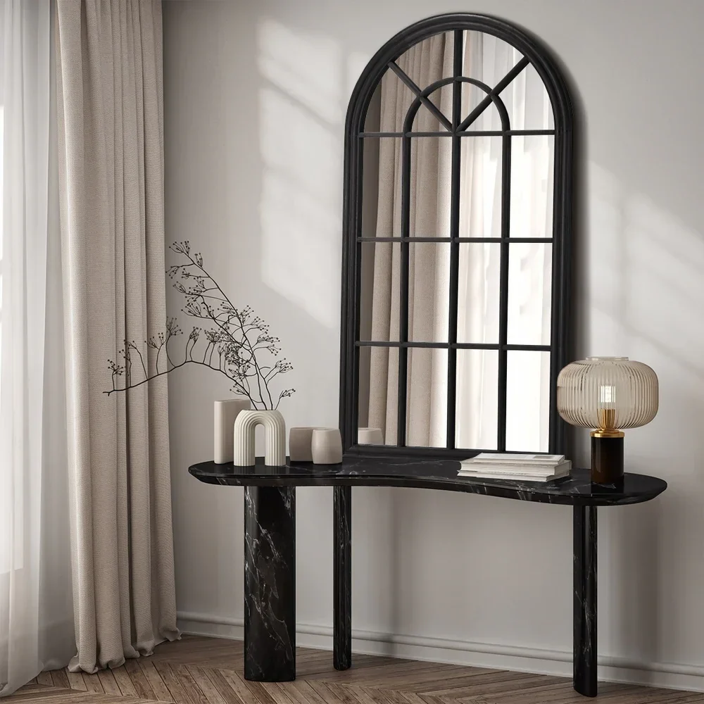 Window Mirror Arched Wall Mirror 130x70cm Black - Image 7