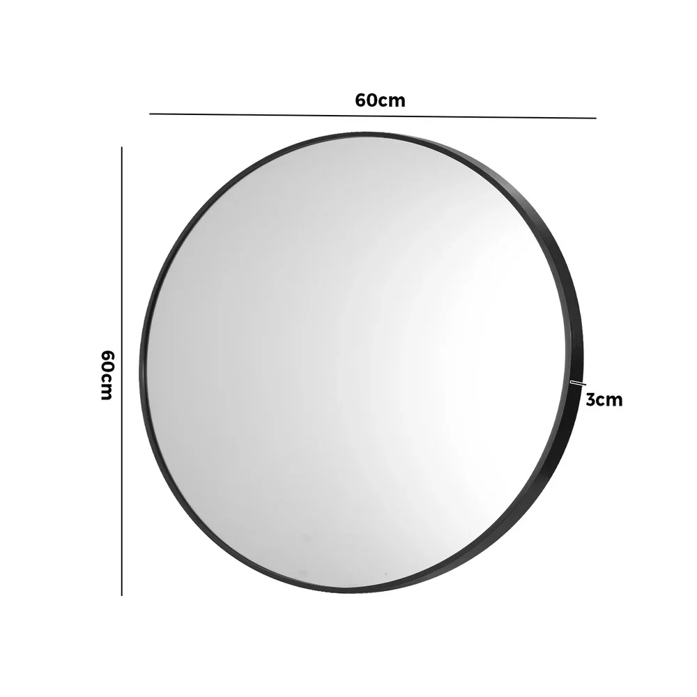 60cm Wall Mirror Round Black - Image 8