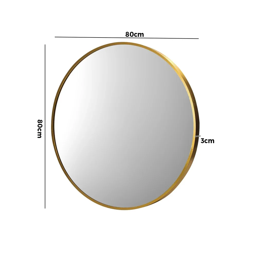 Wall Mirror Round 80cm Gold - Image 3