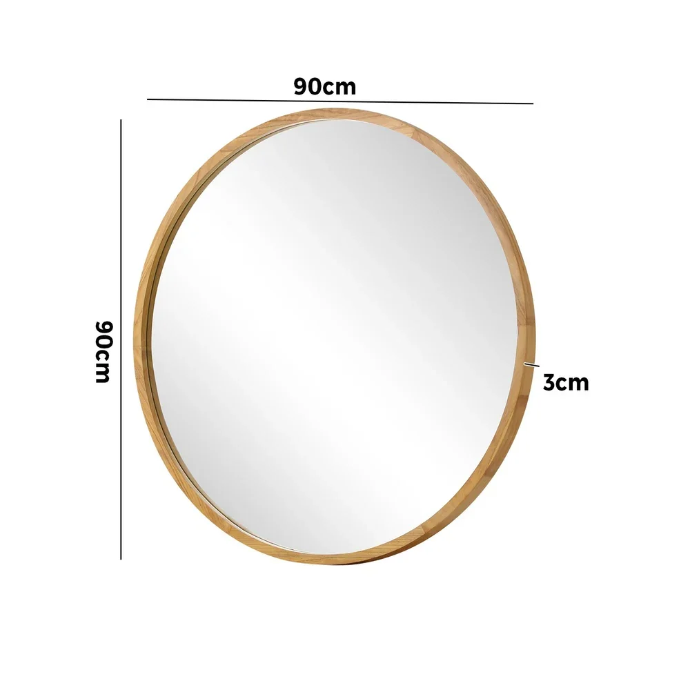 Wall Mirror with Wood Frame 90cm Round - Image 6