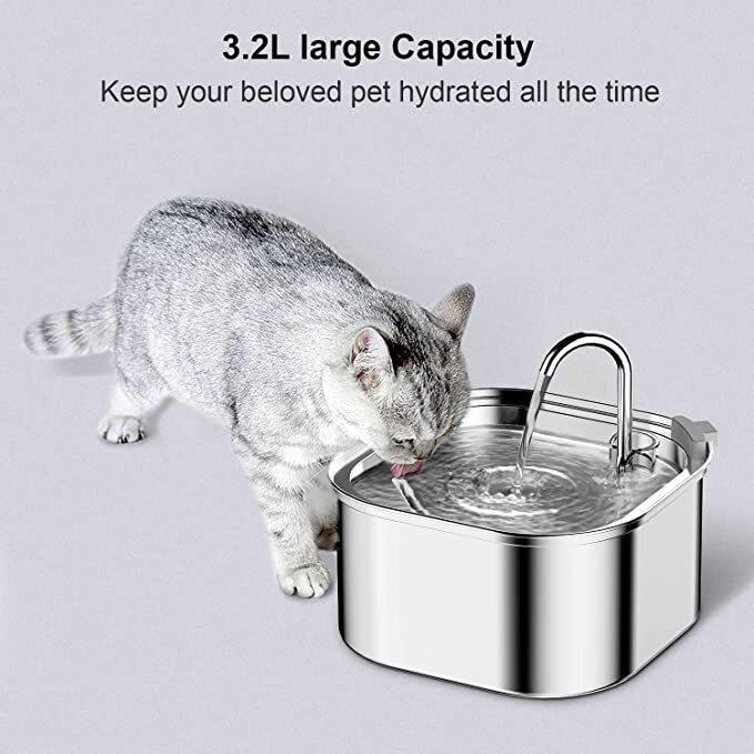 3.2L Automatic Electric Pet Water Fountain Dog Cat Stainless Steel Feeder Bowl Dispenser - Image 3