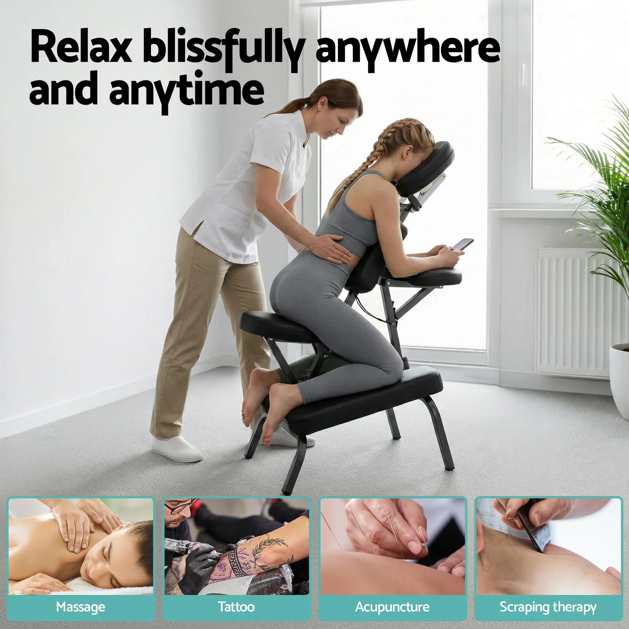Portable Massage Chair Lightweight Folding Tattoo Lash Beauty Bed - Image 2