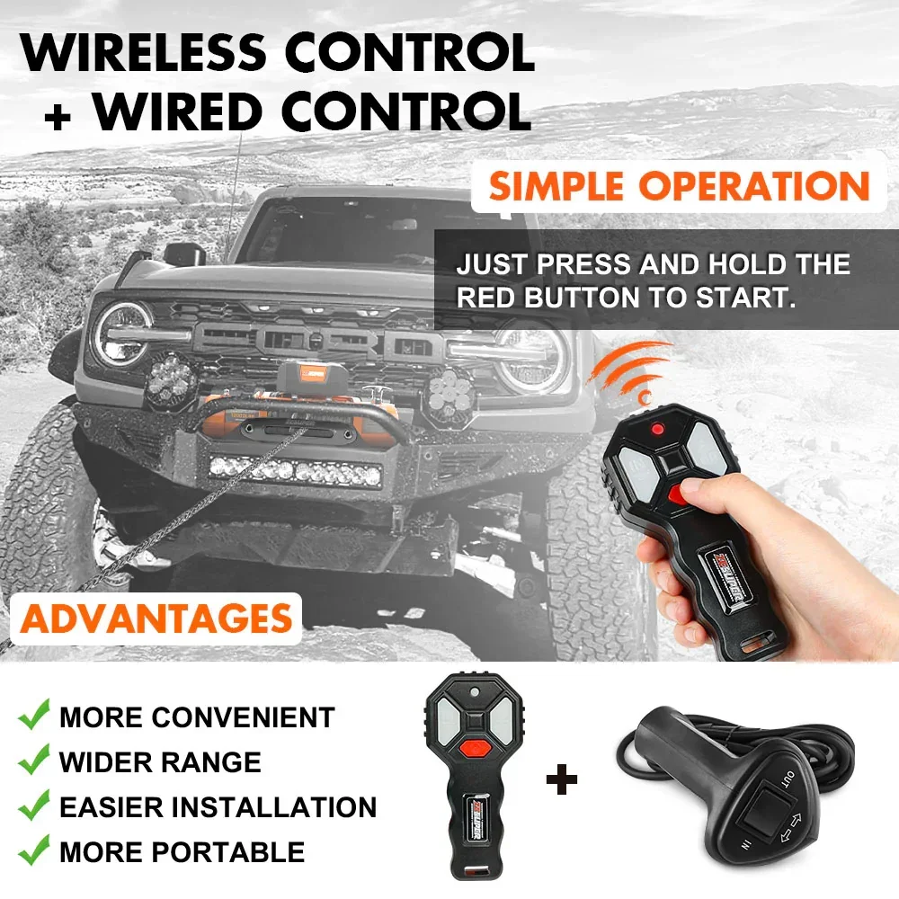 12V Electric Winch 14500lbs Synthetic Rope Wireless Remote ATV UTV 4WD - Image 8