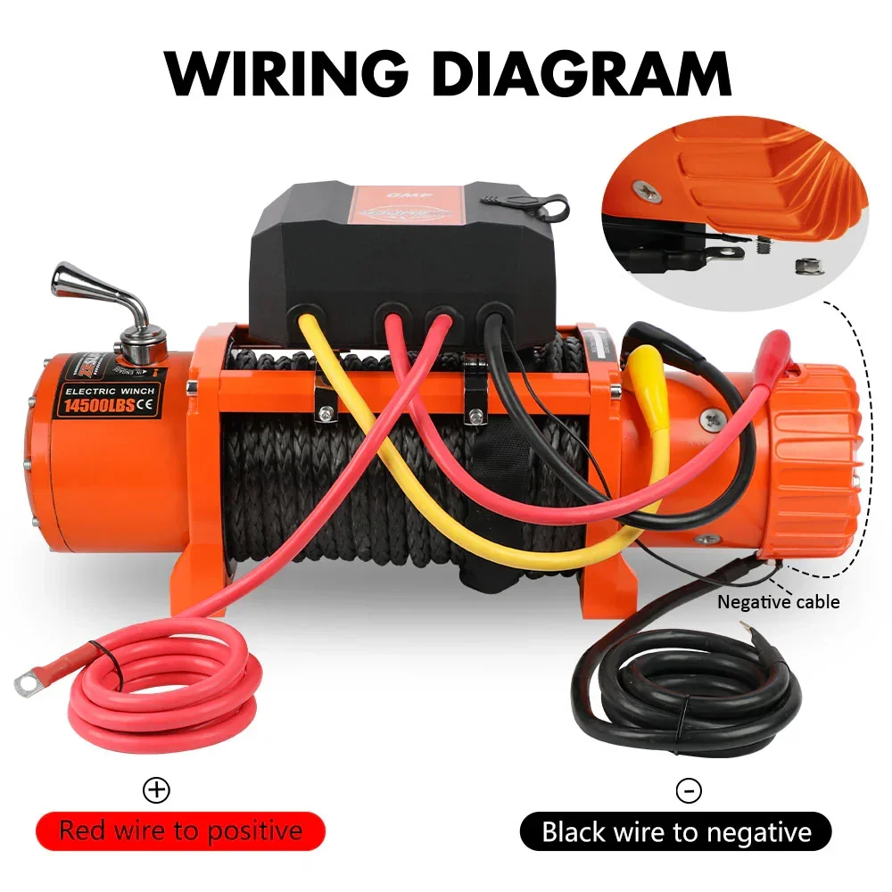 12V Electric Winch 14500lbs Synthetic Rope Wireless Remote ATV UTV 4WD - Image 9