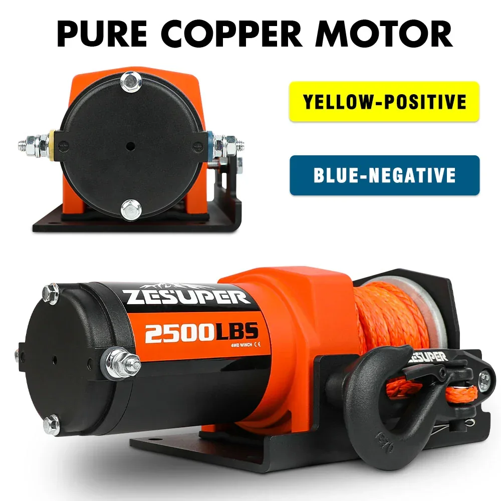 12V Electric Winch 2500lbs Synthetic Rope Wireless Remote ATV UTV BOAT - Image 4