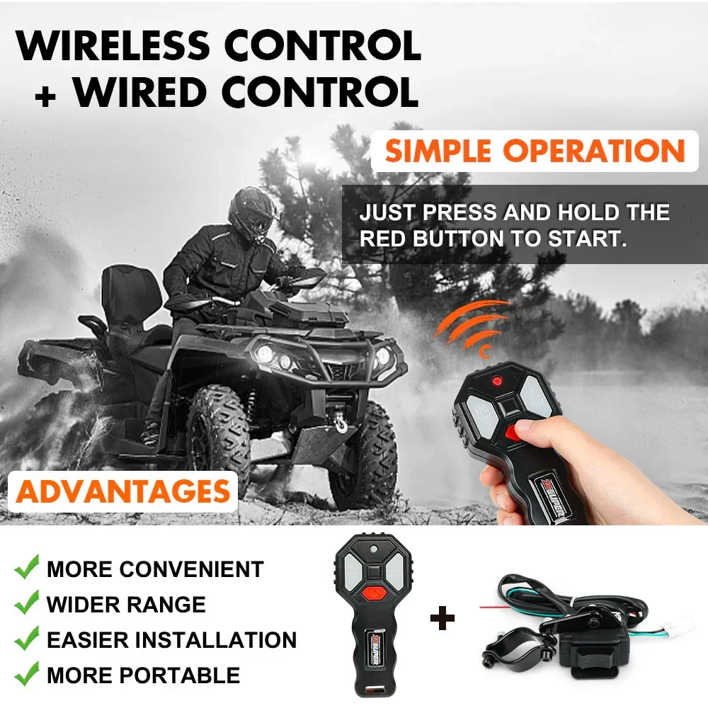 12V Electric Winch 2500lbs Synthetic Rope Wireless Remote ATV UTV BOAT - Image 7