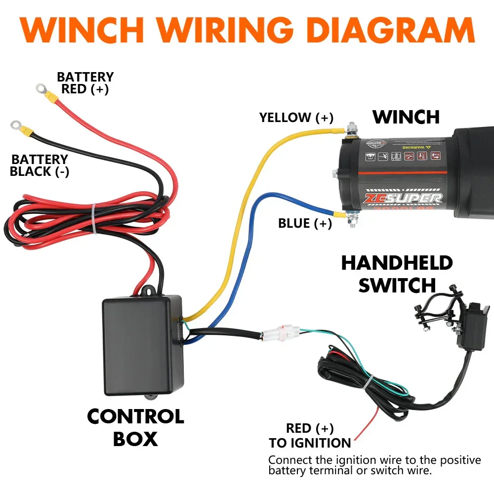 12V Electric Winch 3000lbs Synthetic Rope Wireless Remote ATV UTV BOAT - Image 6