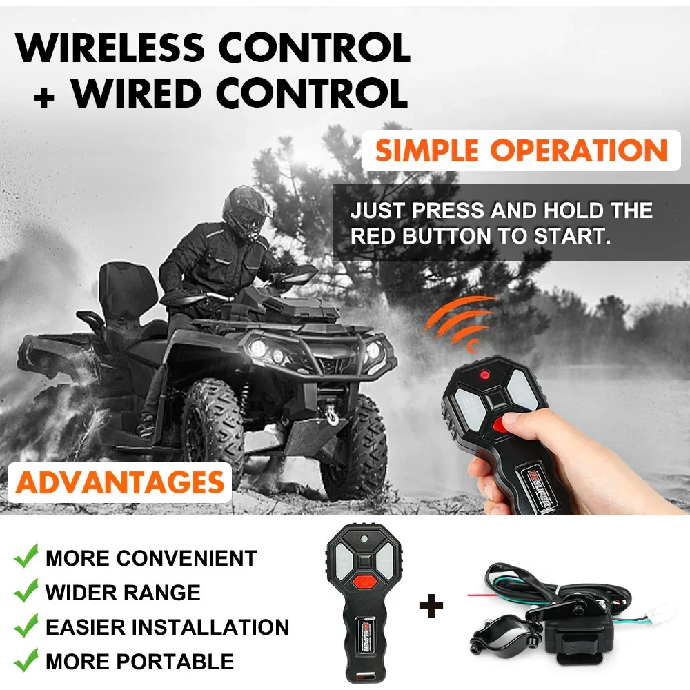 12V Electric Winch 3000lbs Synthetic Rope Wireless Remote ATV UTV BOAT - Image 7